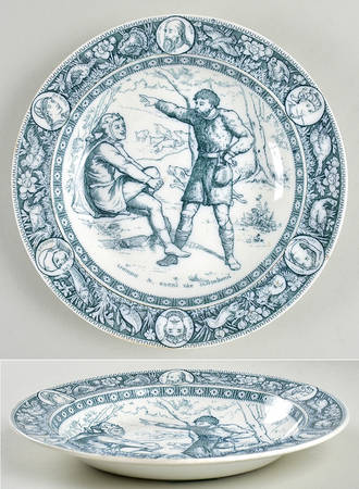 Ivanhoe (Blue Gray Design) Large Rim Soup Bowl