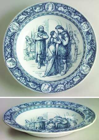 Ivanhoe (Blue Gray Design) Large Rim Soup Bowl