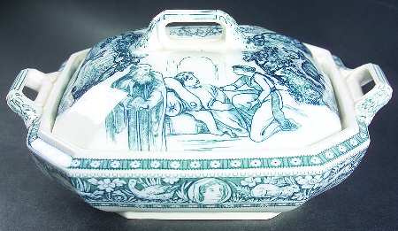 Ivanhoe (Blue Gray Design) Square Covered Vegetable