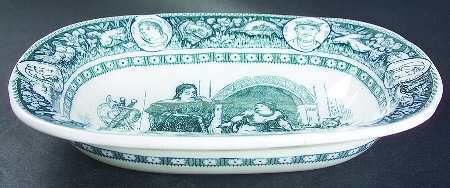 Ivanhoe (Blue Gray Design) 10" Oval Vegetable Bowl