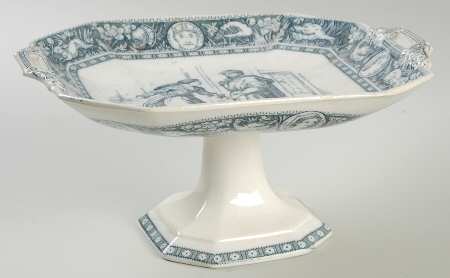 Ivanhoe (Blue Gray Design) 9" Diameter Pedestal Cake Stand