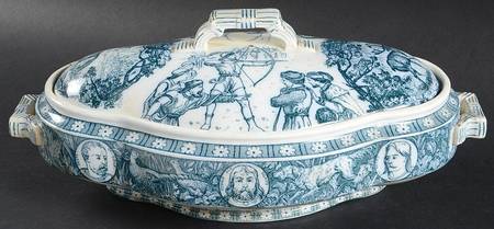 Ivanhoe (Blue Gray Design) Oval Covered Vegetable