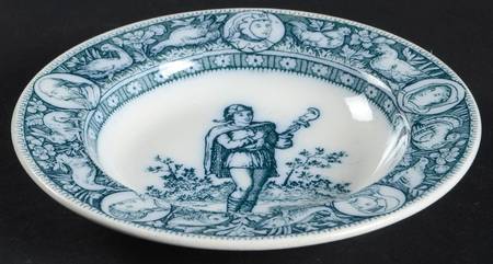 Ivanhoe (Blue Gray Design) Rim Fruit/Dessert (Sauce) Bowl