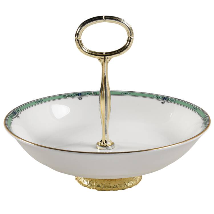 Jade 6"-7" Handled Footed Nut Dish HC