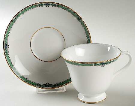 Jade Victoria Shape Footed Cup & Saucer Set