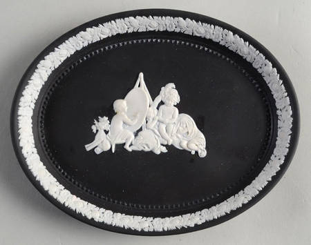 Cream Color on Black Jasperware Infant Academy Tray