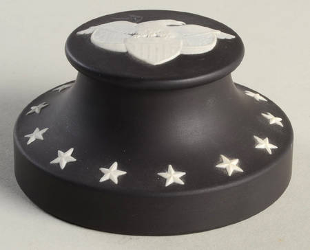 Cream Color on Black Jasperware Paperweight