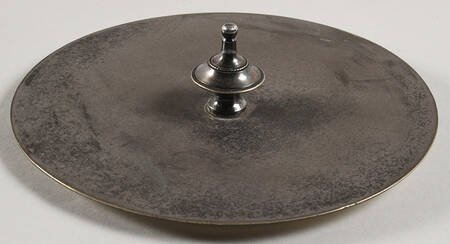 Cream Color on Black Jasperware Metal Lid for Biscuit Barrel