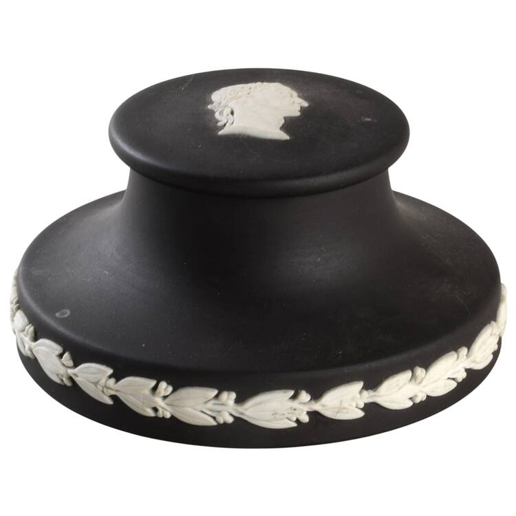 Cream Color on Black Jasperware Paperweight