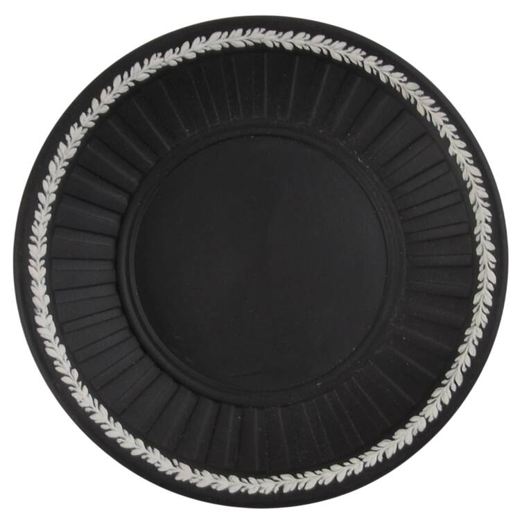 Cream Color on Black Jasperware Saucer for Flat Demitasse Cup