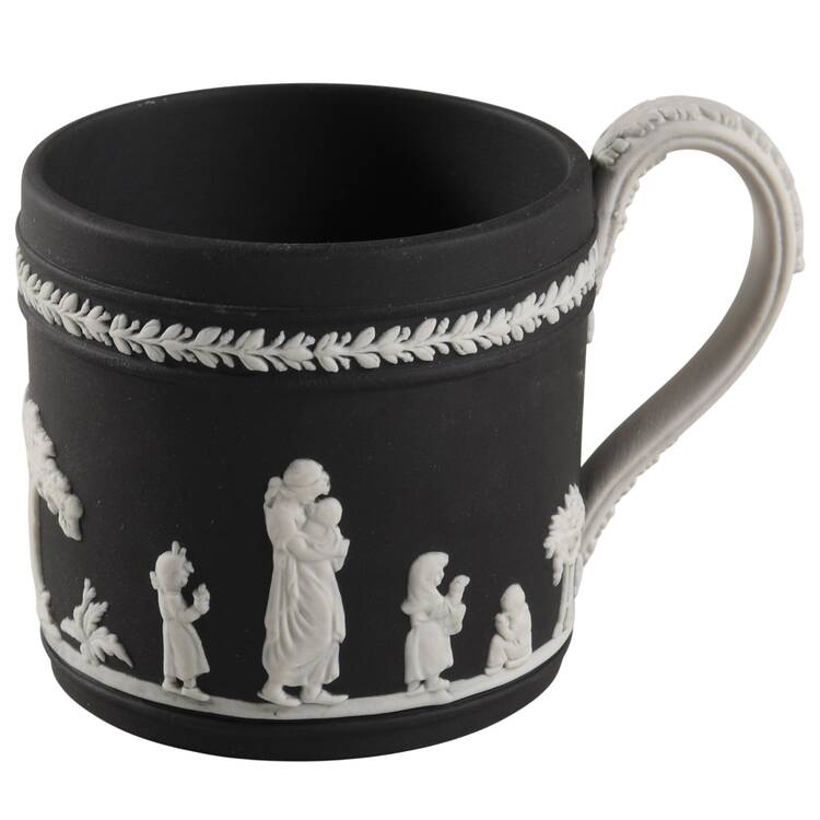 Cream Color on Black Jasperware Flat Demitasse Cup