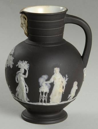 Cream Color on Black Jasperware 16 Oz Jug