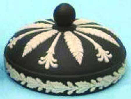 Cream Color on Black Jasperware Lid for Olympus Jar