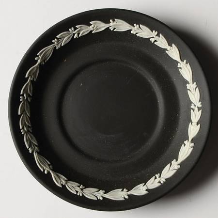 Cream Color on Black Jasperware Saucer for Demitasse Cup