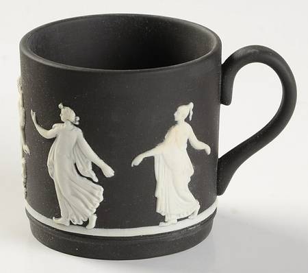 Cream Color on Black Jasperware Flat Demitasse Cup