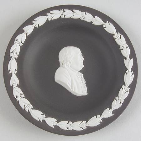Cream Color on Black Jasperware Round Personality Tray