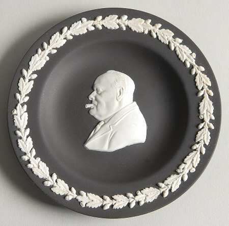 Cream Color on Black Jasperware Round Personality Tray