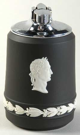 Cream Color on Black Jasperware Executive Cigarette Lighter
