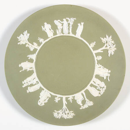 Cream Color on Celadon Jasperware Cake Plate