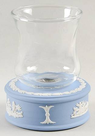 Cream Color on Lavender (Pale Blue) Jasperware Candle Lamp & Glass Globe