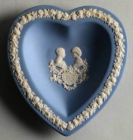 Cream Color on Lavender (Pale Blue) Jasperware 4" Heart Shaped Tray