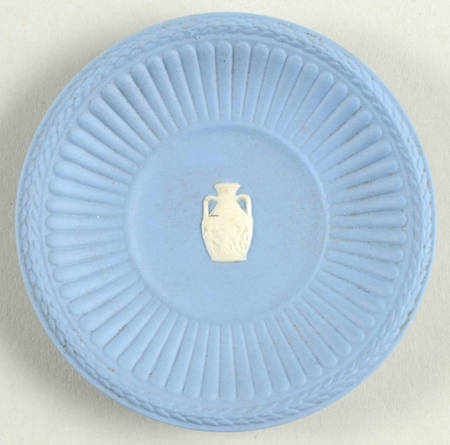Cream Color on Lavender (Pale Blue) Jasperware Round Fluted Compotier
