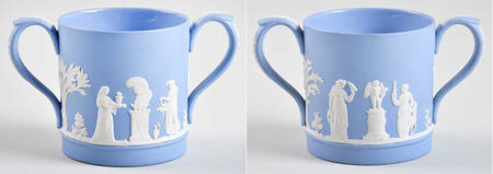 Cream Color on Lavender (Pale Blue) Jasperware Loving Cup