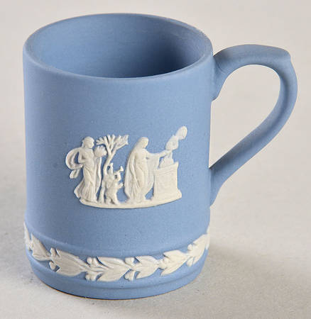 Cream Color on Lavender (Pale Blue) Jasperware Miniature Tankard
