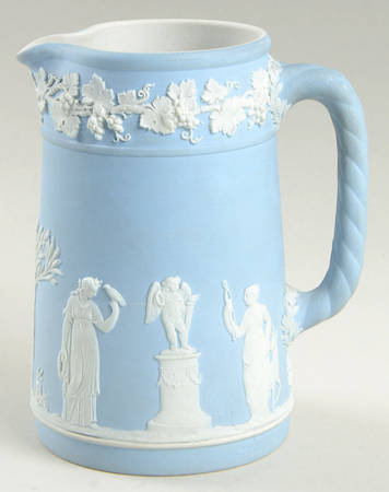 Cream Color on Lavender (Pale Blue) Jasperware Medium Trojan Jug