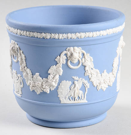 Cream Color on Lavender (Pale Blue) Jasperware 4" Jardiniere