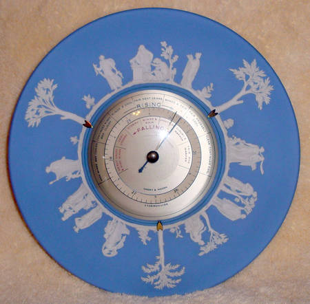 Cream Color on Lavender (Pale Blue) Jasperware (Plate) Barometer