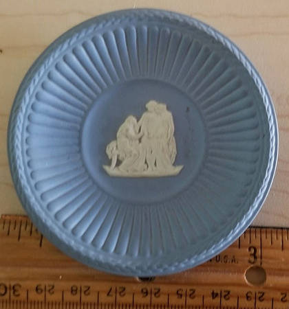 Cream Color on Lavender (Pale Blue) Jasperware Round Fluted Compotier