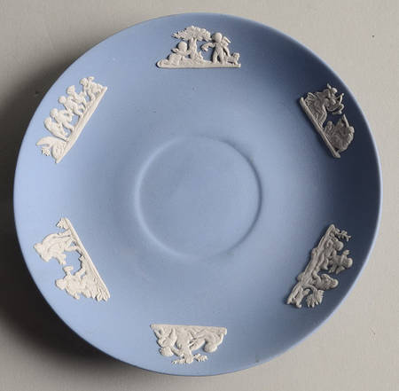 Cream Color on Lavender (Pale Blue) Jasperware Saucer for Flat Cup