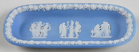 Cream Color on Lavender (Pale Blue) Jasperware Pin Tray