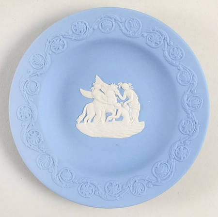 Cream Color on Lavender (Pale Blue) Jasperware Patrician Tray