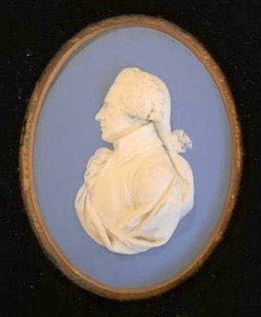 Cream Color on Lavender (Pale Blue) Jasperware Framed Plaque