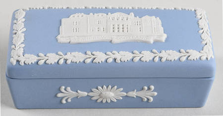 Cream Color on Lavender (Pale Blue) Jasperware 3" Rectangular Box & Lid