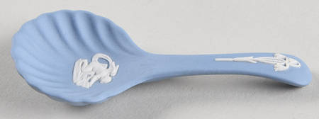 Cream Color on Lavender (Pale Blue) Jasperware Christening Spoon