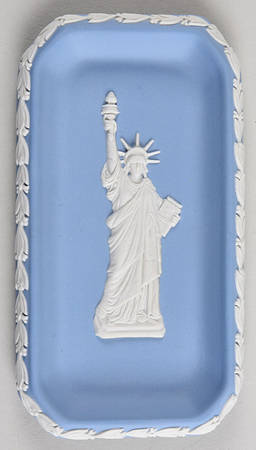 Cream Color on Lavender (Pale Blue) Jasperware 6" Oblong Tray