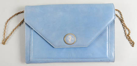 Cream Color on Lavender (Pale Blue) Jasperware Purse