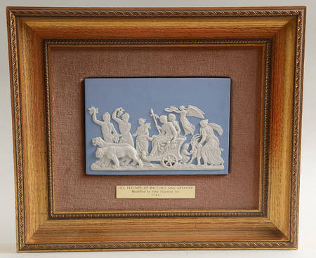 Cream Color on Lavender (Pale Blue) Jasperware Framed Plaque