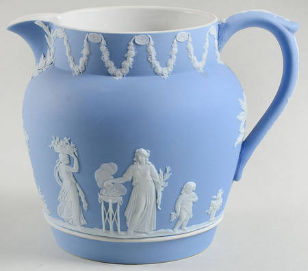 Cream Color on Lavender (Pale Blue) Jasperware 32 Oz Dutch Jug