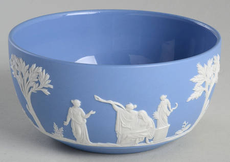 Cream Color on Lavender (Pale Blue) Jasperware Bute Bowl