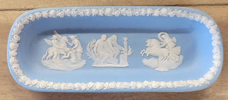 Cream Color on Lavender (Pale Blue) Jasperware 6" Oblong Tray