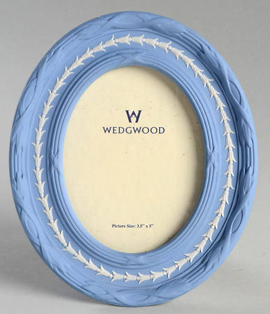 Cream Color on Lavender (Pale Blue) Jasperware 6" Oval Picture Frame by Wedgwood