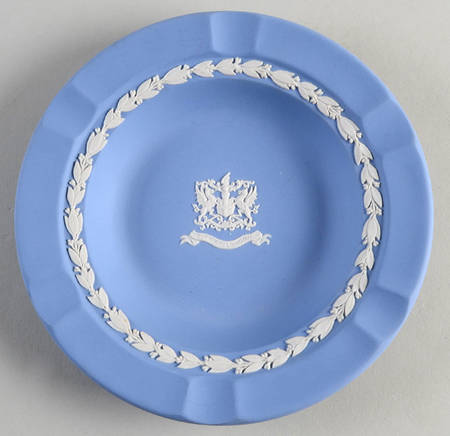 Cream Color on Lavender (Pale Blue) Jasperware Executive Ashtray