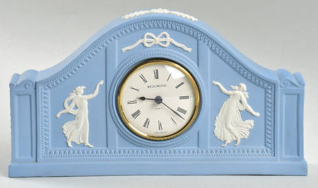 Cream Color on Lavender (Pale Blue) Jasperware Mantel Clock