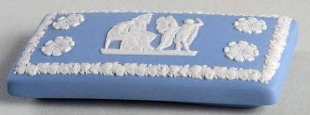 Cream Color on Lavender (Pale Blue) Jasperware Lid for 3" Rectangular Box