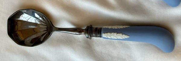 Cream Color on Lavender (Pale Blue) Jasperware Sugar Spoon