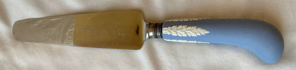 Cream Color on Lavender (Pale Blue) Jasperware Cake Knife/Server with Stainless Blade
